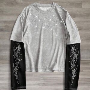 Y2K Rhinestone Star Layered Tee • Grunge